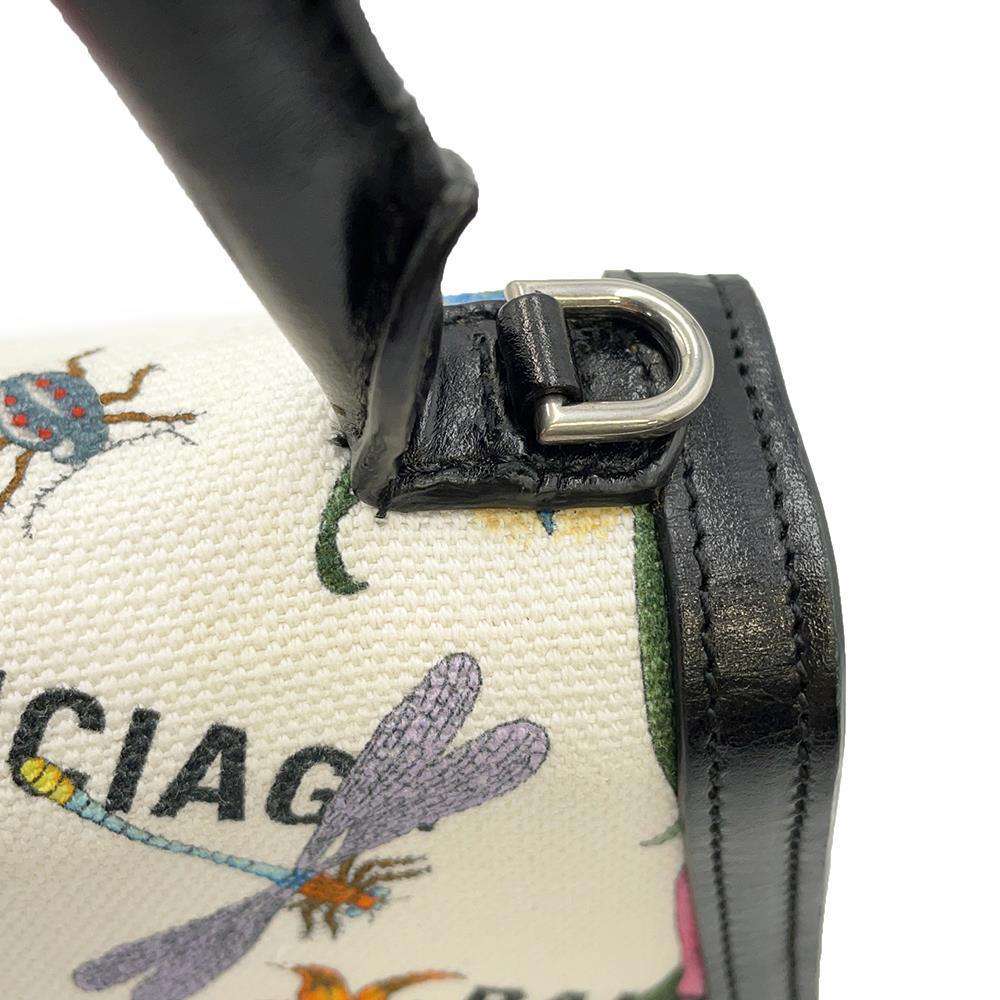 GUCCI Hacker Project Flora Hourglass Handbag White/Multicolor/Black 681697 Canvas Leather Size Small