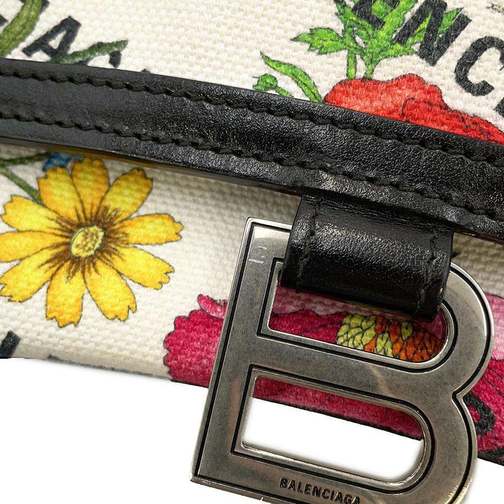 GUCCI Hacker Project Flora Hourglass Handbag White/Multicolor/Black 681697 Canvas Leather Size Small