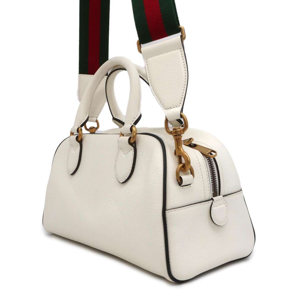 GUCCI Mini Duffle Bag Adidas collaboration White/Black 702397 Leather