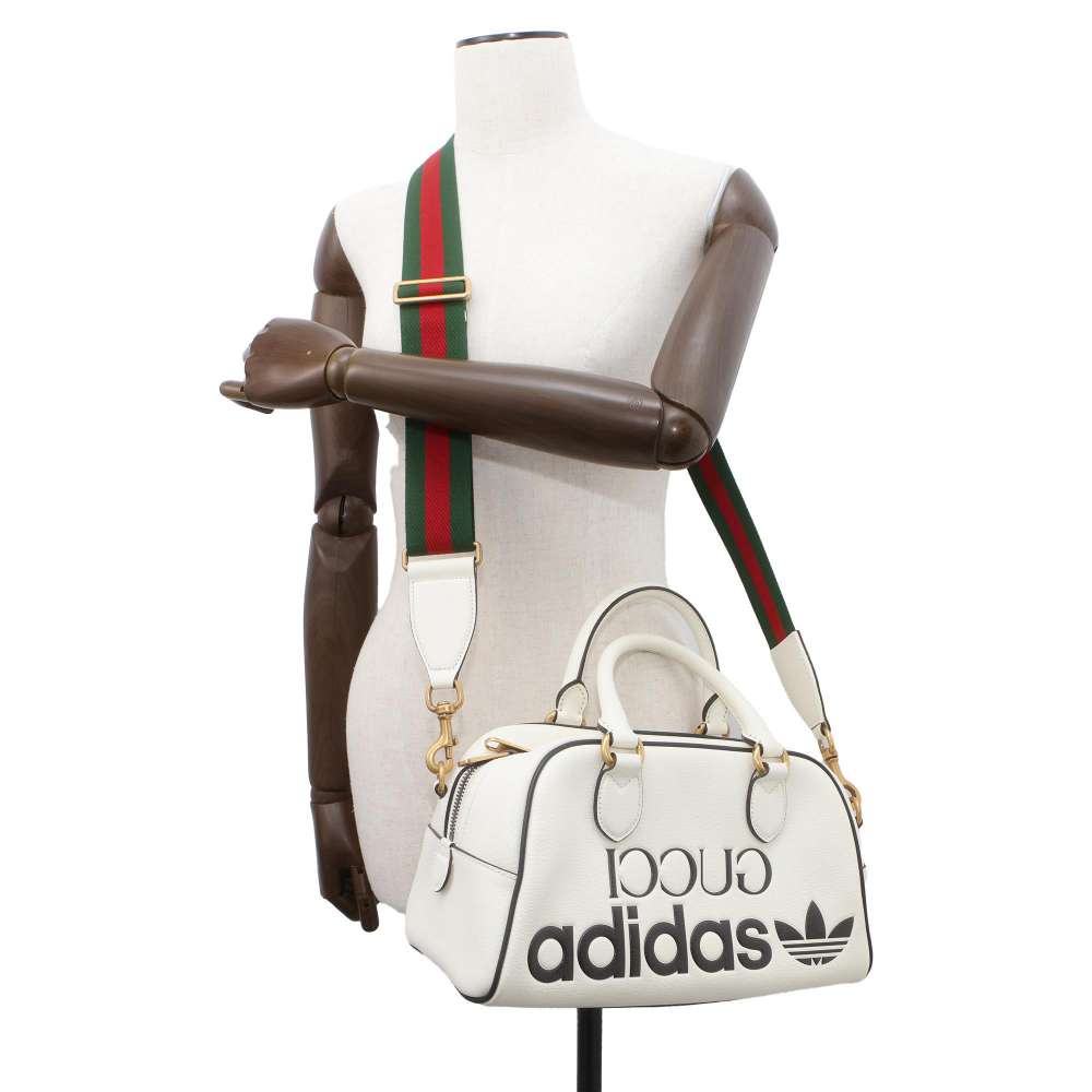 GUCCI Mini Duffle Bag Adidas collaboration White/Black 702397 Leather