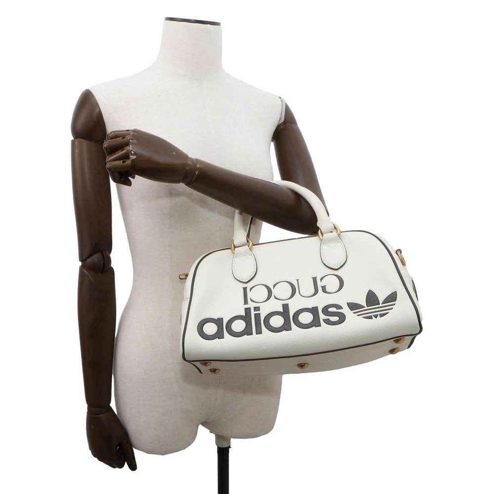 GUCCI Mini Duffle Bag Adidas collaboration White/Black 702397 Leather