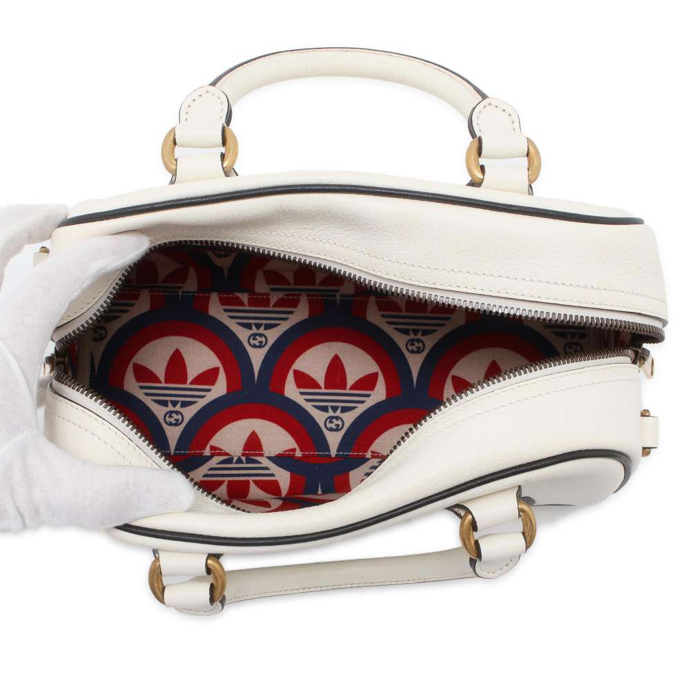 GUCCI Mini Duffle Bag Adidas collaboration White/Black 702397 Leather