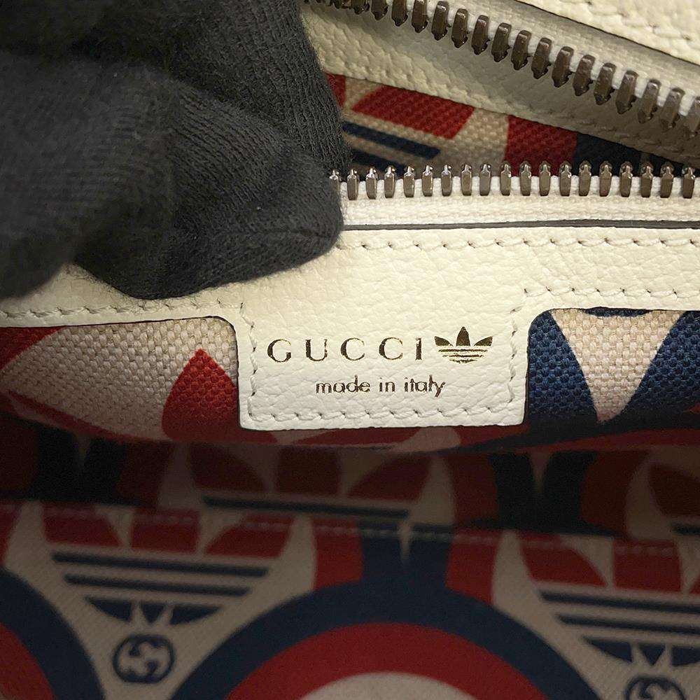 GUCCI Mini Duffle Bag Adidas collaboration White/Black 702397 Leather
