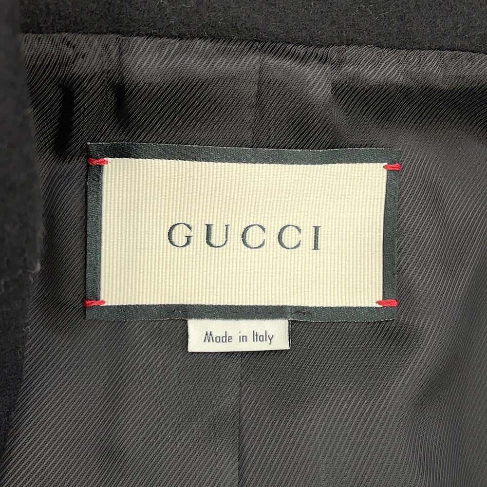 GUCCI Interlocking G Button Long Coat Size 42 Black 619325 Wool 98% Nylon2%