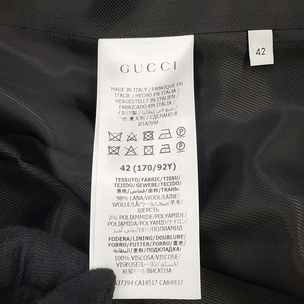 GUCCI Interlocking G Button Long Coat Size 42 Black 619325 Wool 98% Nylon2%