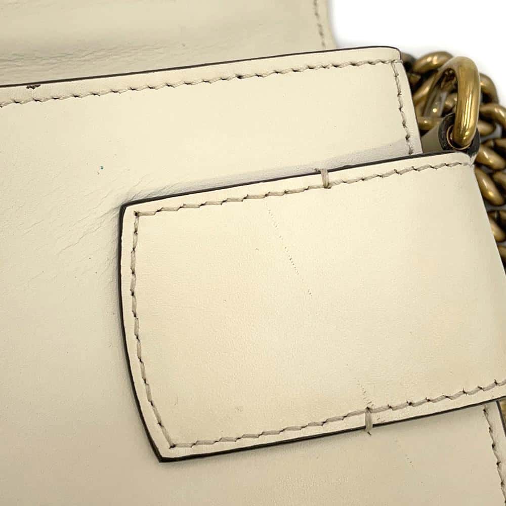 GUCCI Broadway ChainShoulder Bag White 453778 Leather Faux Pearl  Rhinestone