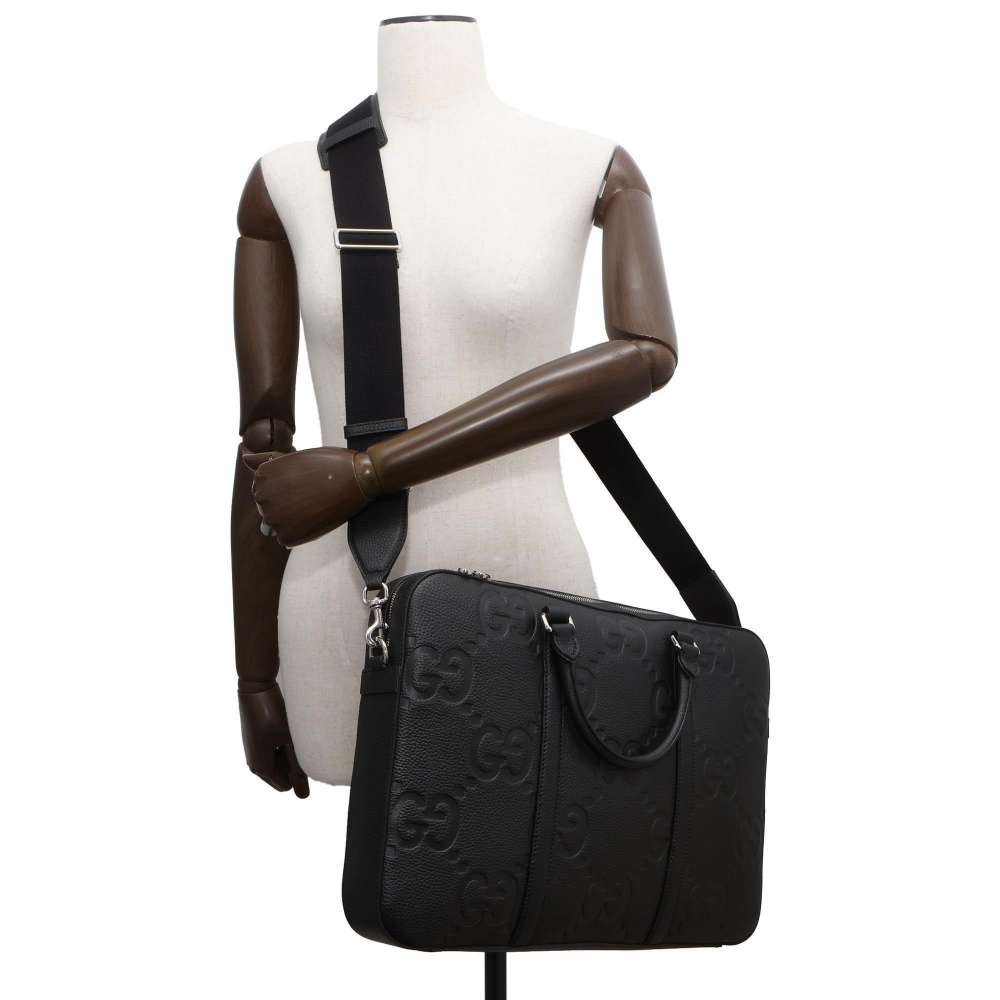 GUCCI Jumbo GG 2way Briefcase Black 658573 Leather