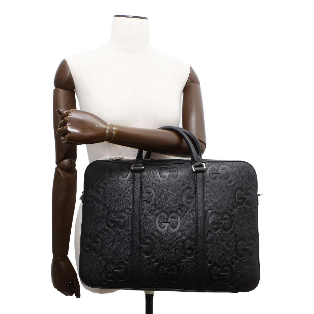 GUCCI Jumbo GG 2way Briefcase Black 658573 Leather