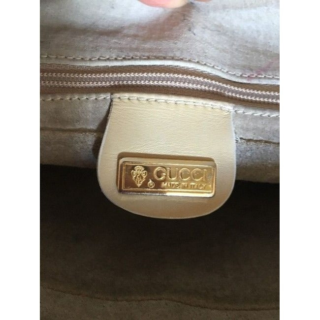 Gucci Vintage White And Camel Leather Cross Body Bag
