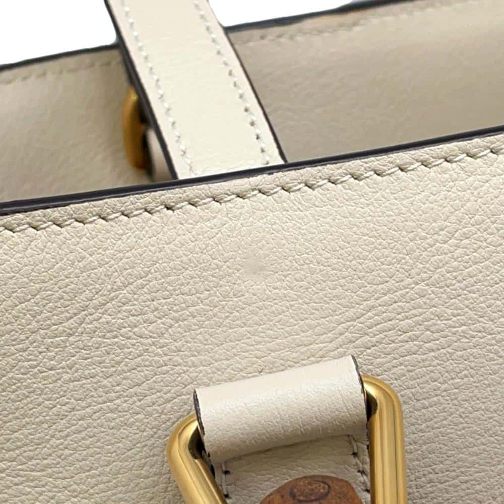 GUCCI Diana Bamboo Handbag White 750396 Leather Size Small