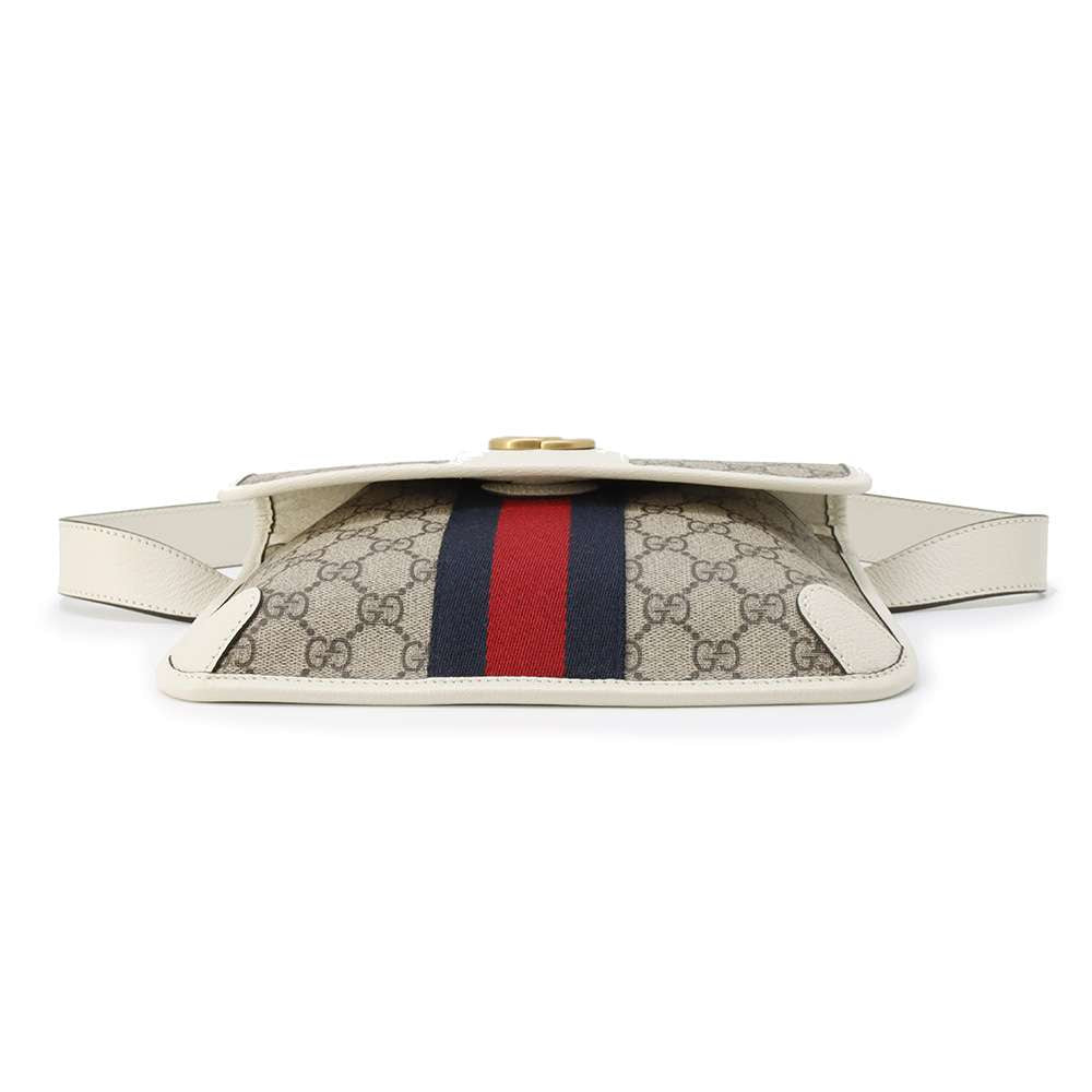 GUCCI GG Supreme Ophidia belt bag White/Beige 674081 GG SupremeCanvas Leather