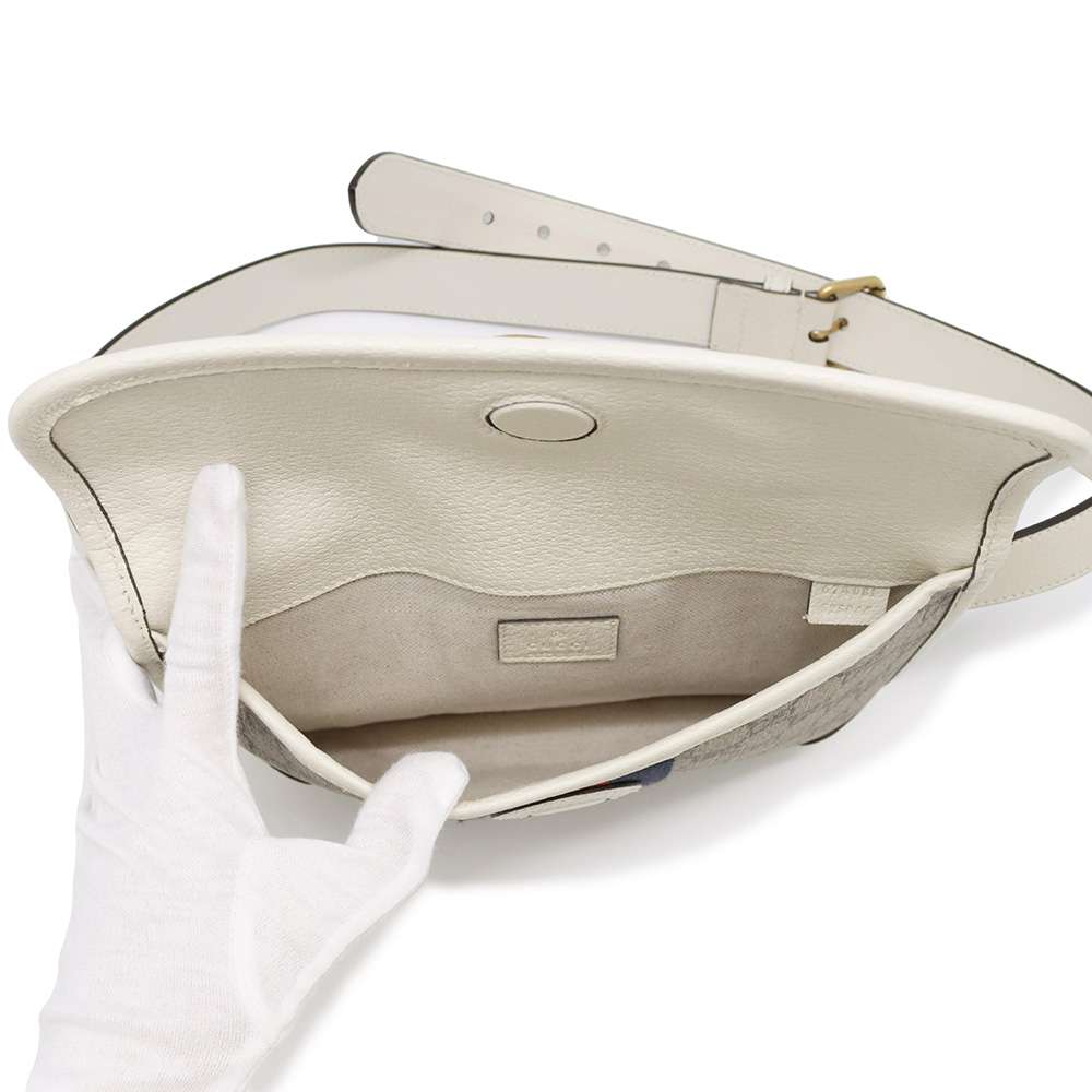 GUCCI GG Supreme Ophidia belt bag White/Beige 674081 GG SupremeCanvas Leather