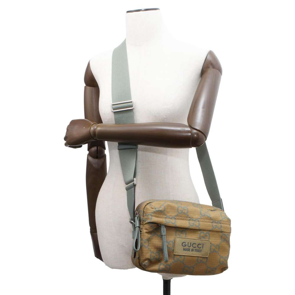 GUCCI Japan Limited Edition GG Ripstop Small Cross Body Bag Khaki 767931 GGPolyester