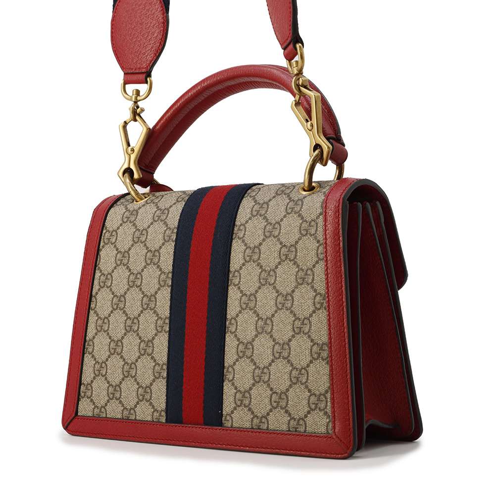 GUCCI GG Supreme Queen Margaret 2waBag Beige/Red 476541 GG SupremeCanvas Leather