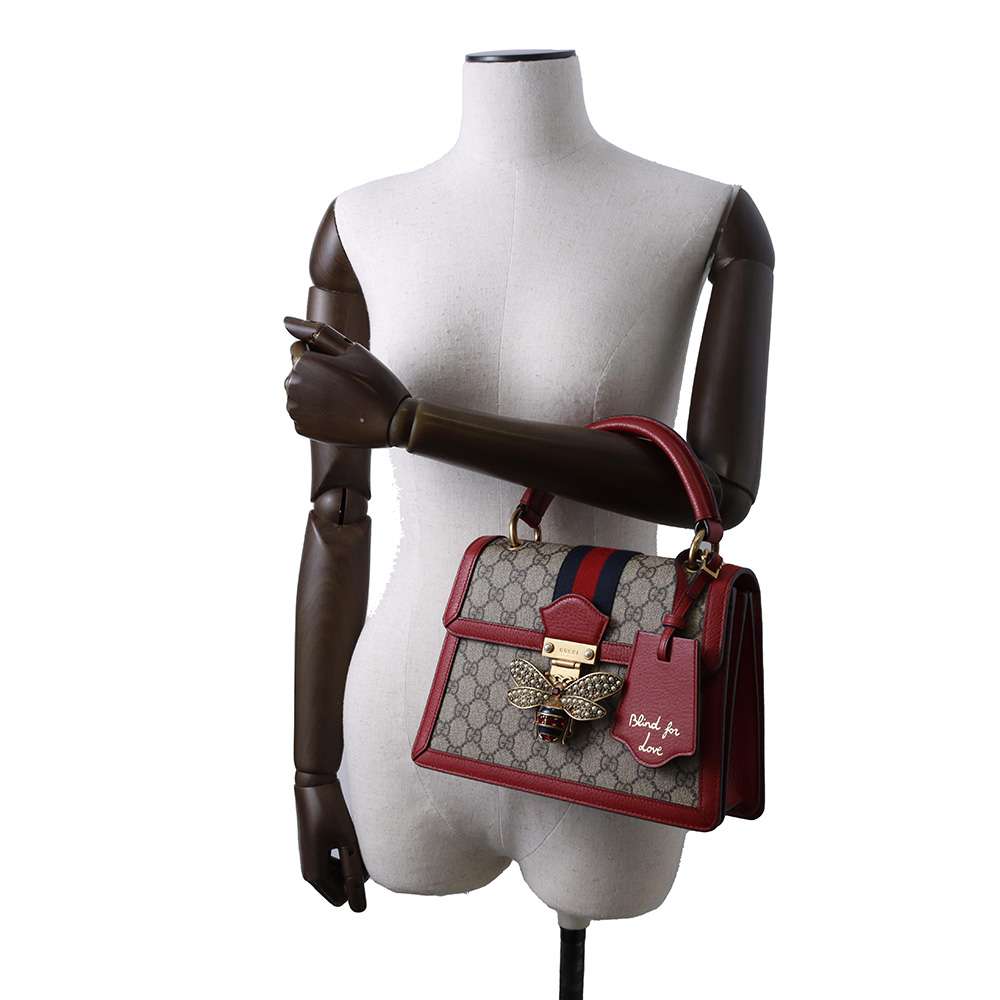GUCCI GG Supreme Queen Margaret 2waBag Beige/Red 476541 GG SupremeCanvas Leather