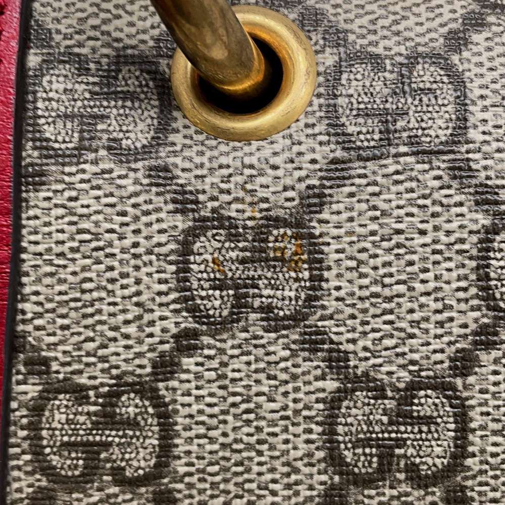 GUCCI GG Supreme Queen Margaret 2waBag Beige/Red 476541 GG SupremeCanvas Leather