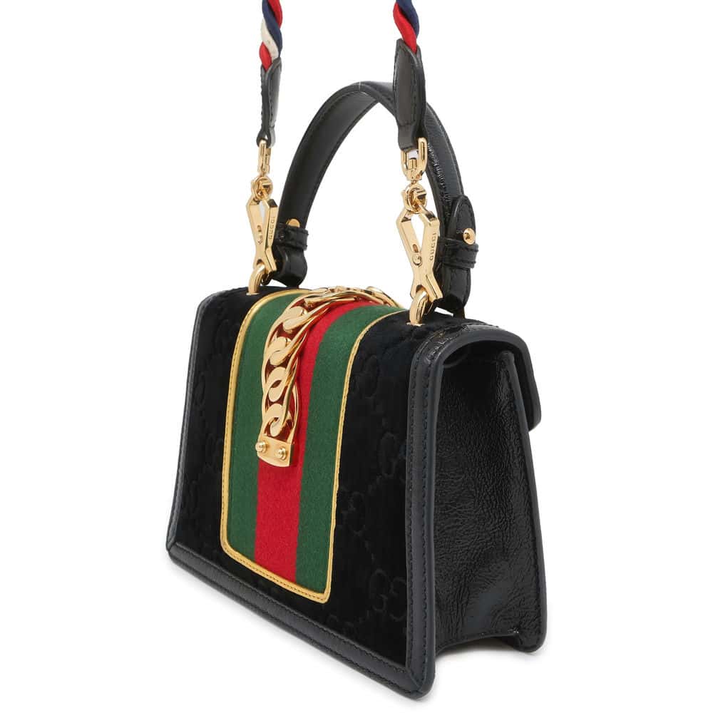 GUCCI Silvi Black 470270 Velour Leather