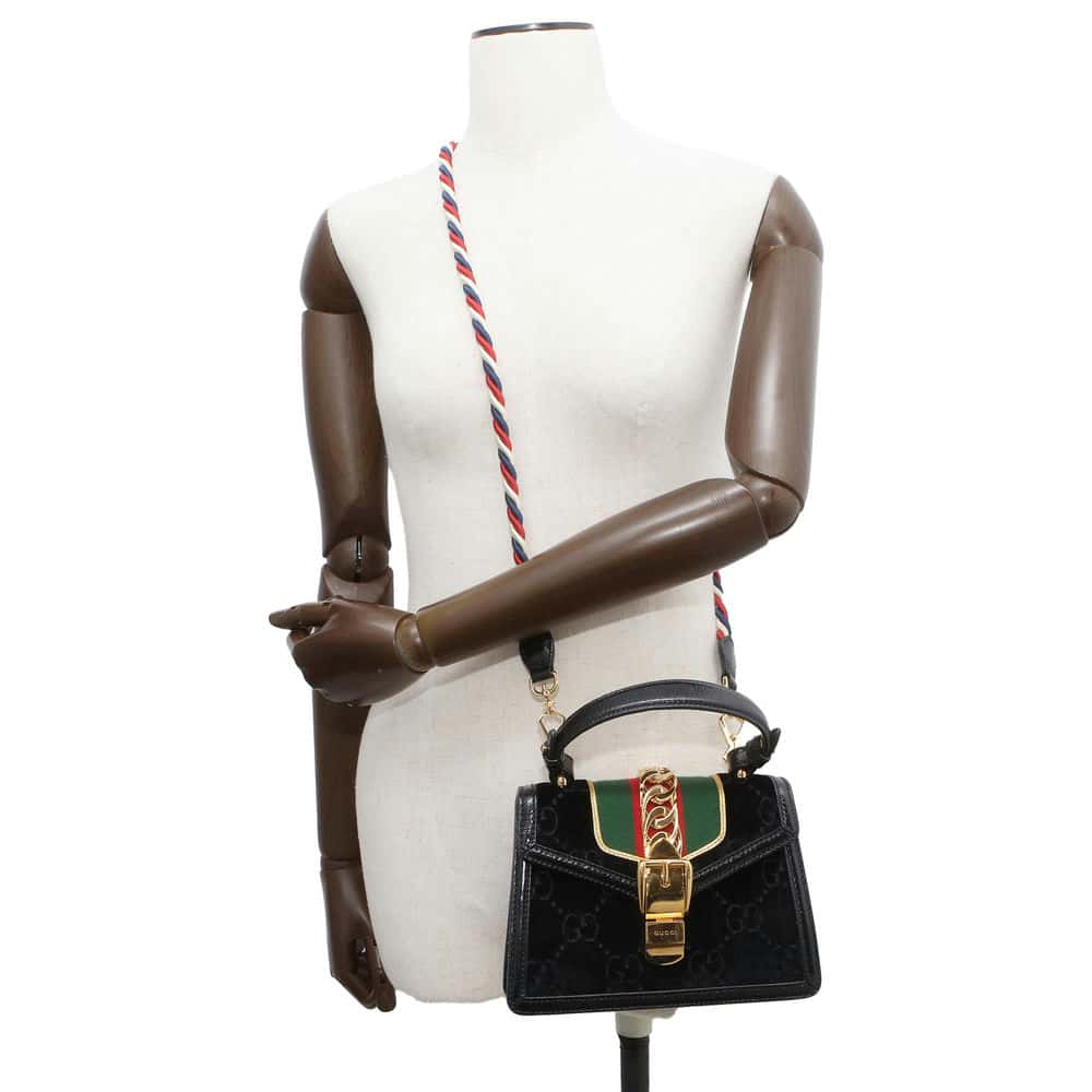 GUCCI Silvi Black 470270 Velour Leather