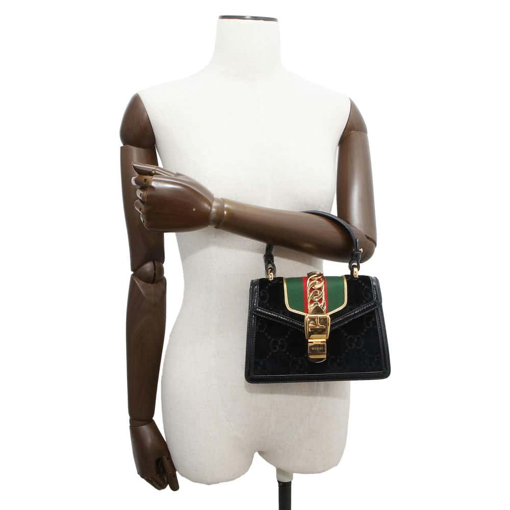 GUCCI Silvi Black 470270 Velour Leather