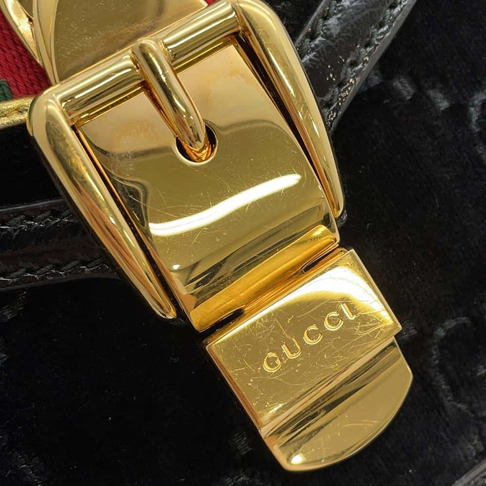 GUCCI Silvi Black 470270 Velour Leather