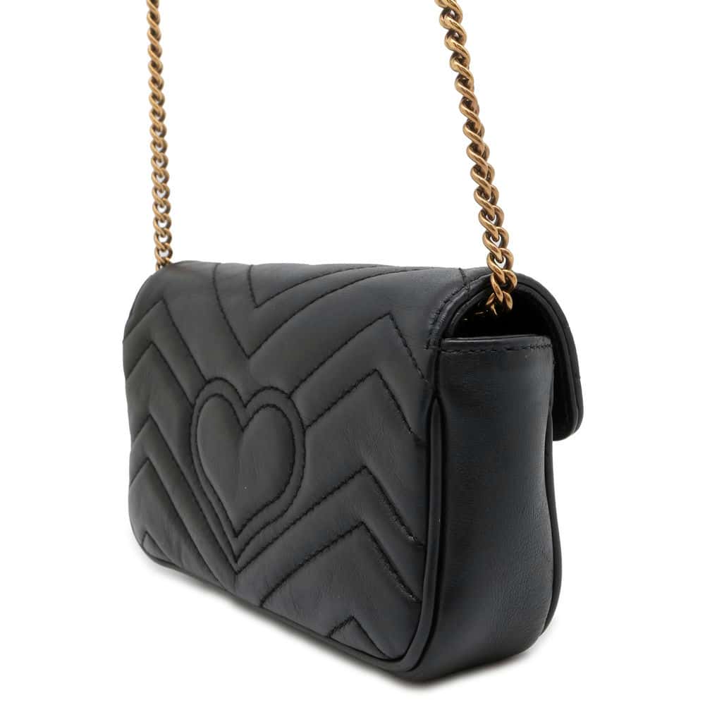 GUCCI GG Marmont Quilted Leather Super Mini Bag Black 476433