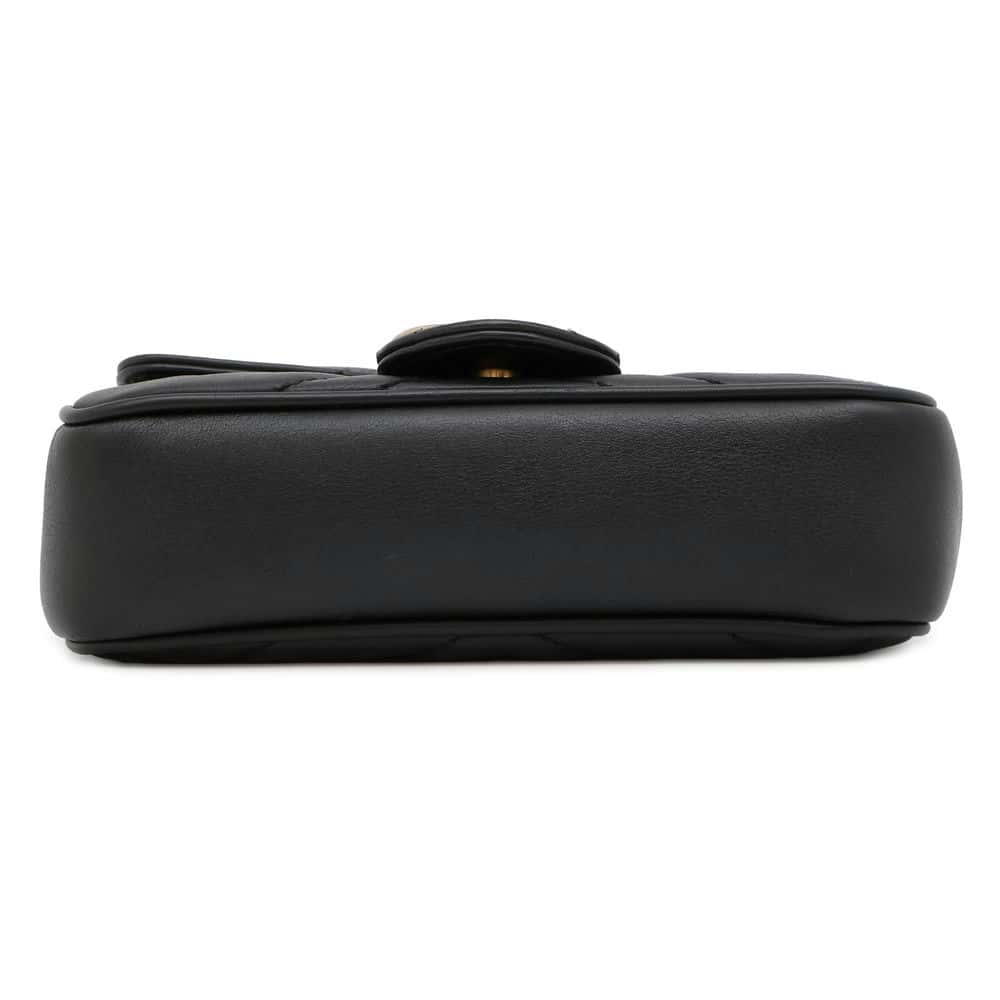GUCCI GG Marmont Quilted Leather Super Mini Bag Black 476433