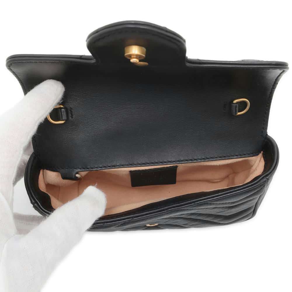 GUCCI GG Marmont Quilted Leather Super Mini Bag Black 476433