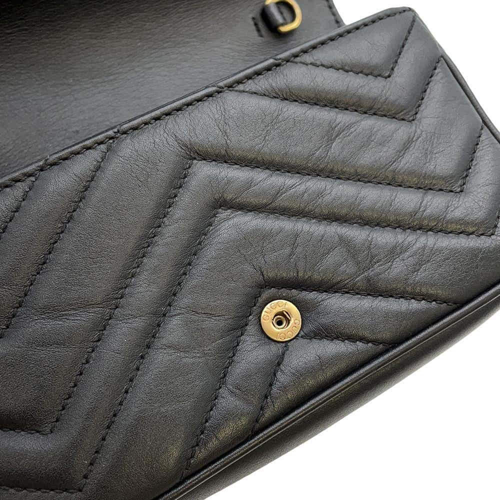 GUCCI GG Marmont Quilted Leather Super Mini Bag Black 476433