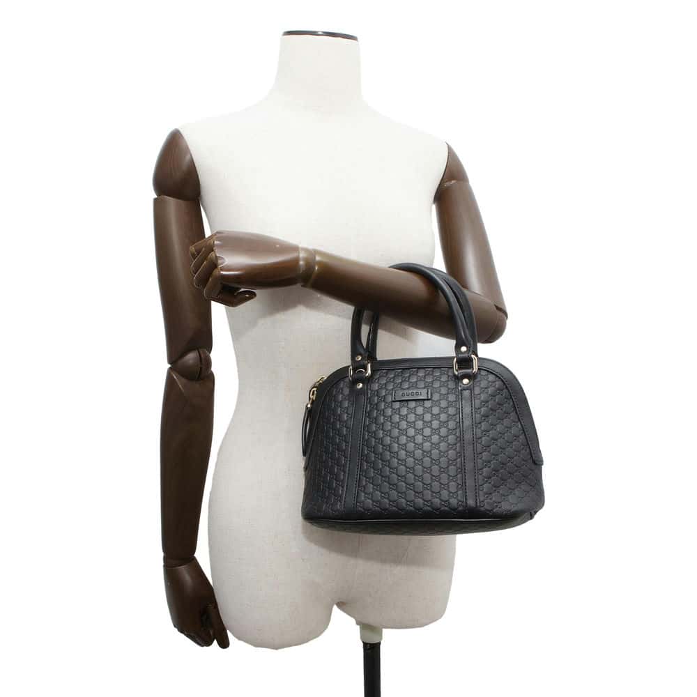 GUCCI Micro Gucci Shima Handbag Black 449654 Leather