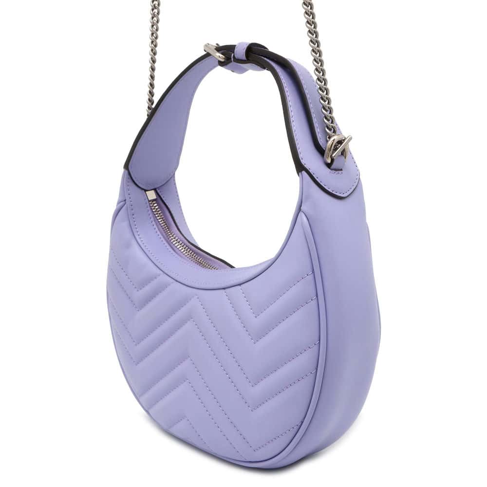 GUCCI GG Marmont Handbag Half Moon Purple 699514 Leather