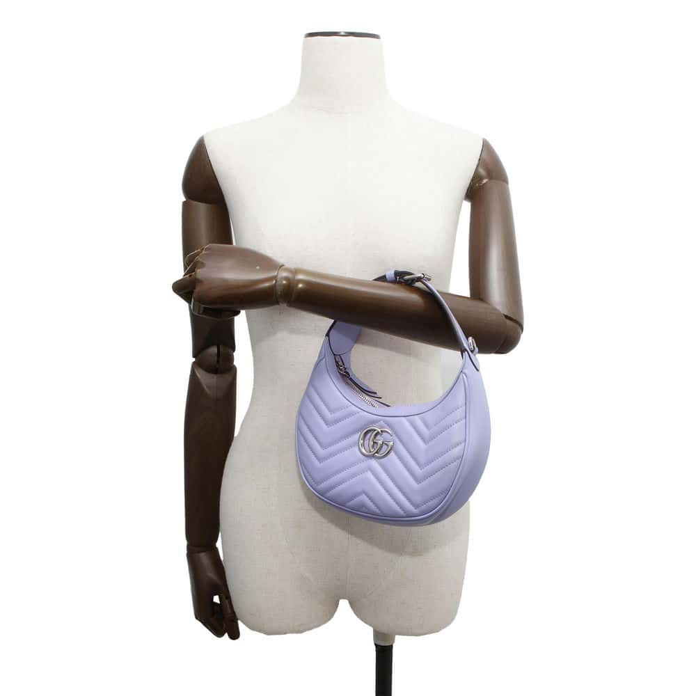 GUCCI GG Marmont Handbag Half Moon Purple 699514 Leather