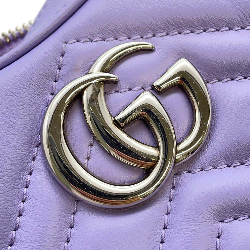 GUCCI GG Marmont Handbag Half Moon Purple 699514 Leather