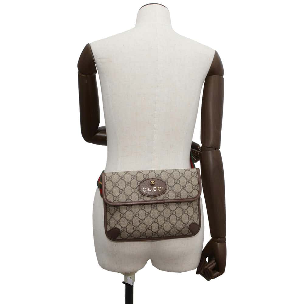 GUCCI Neo Vintage GG Supreme Belt Bag Beige 493930 PVC Leather