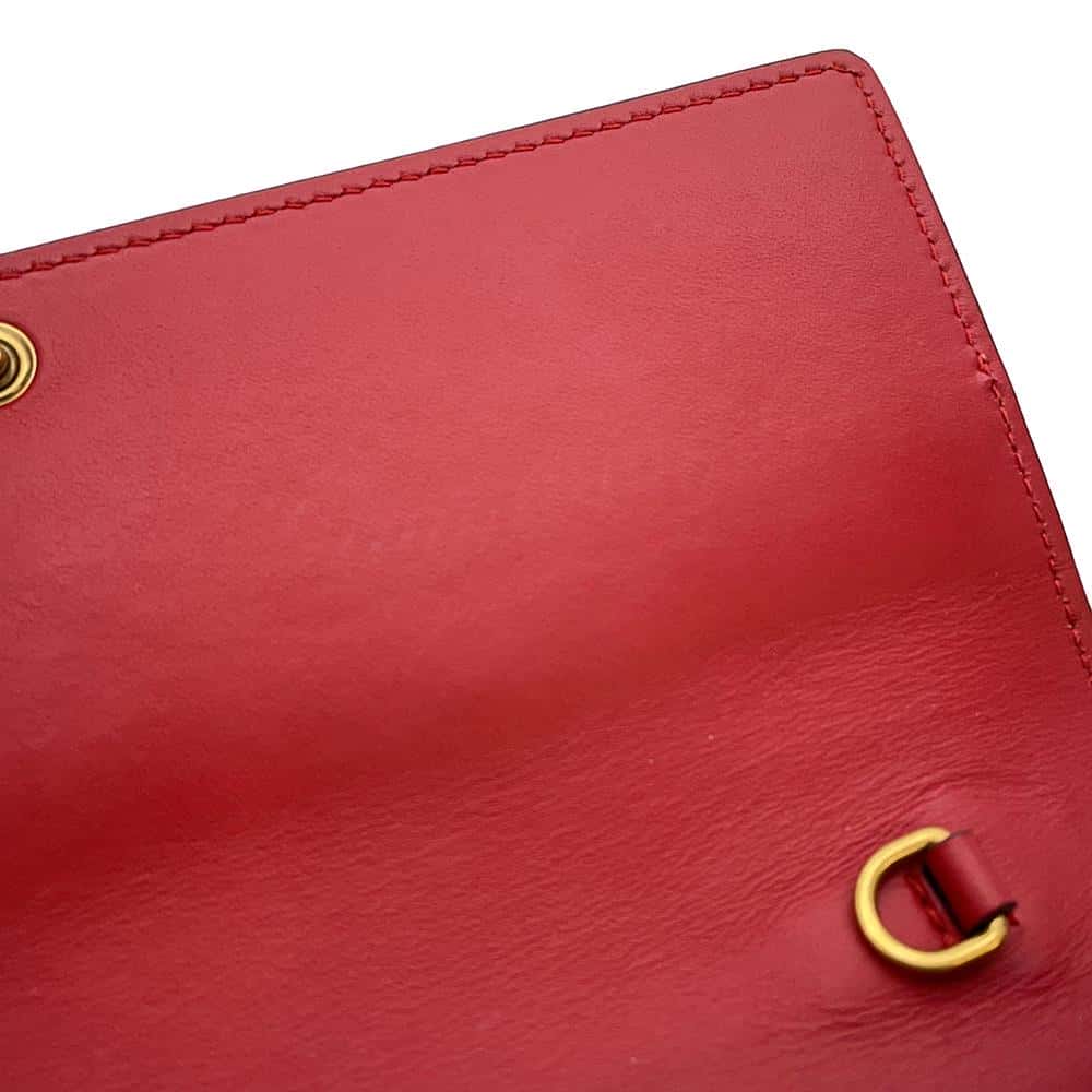 GUCCI Chain Wallet Queen Margaret Bee Red/White/Navy 476079 Leather