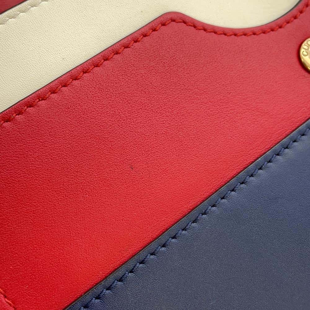 GUCCI Chain Wallet Queen Margaret Bee Red/White/Navy 476079 Leather