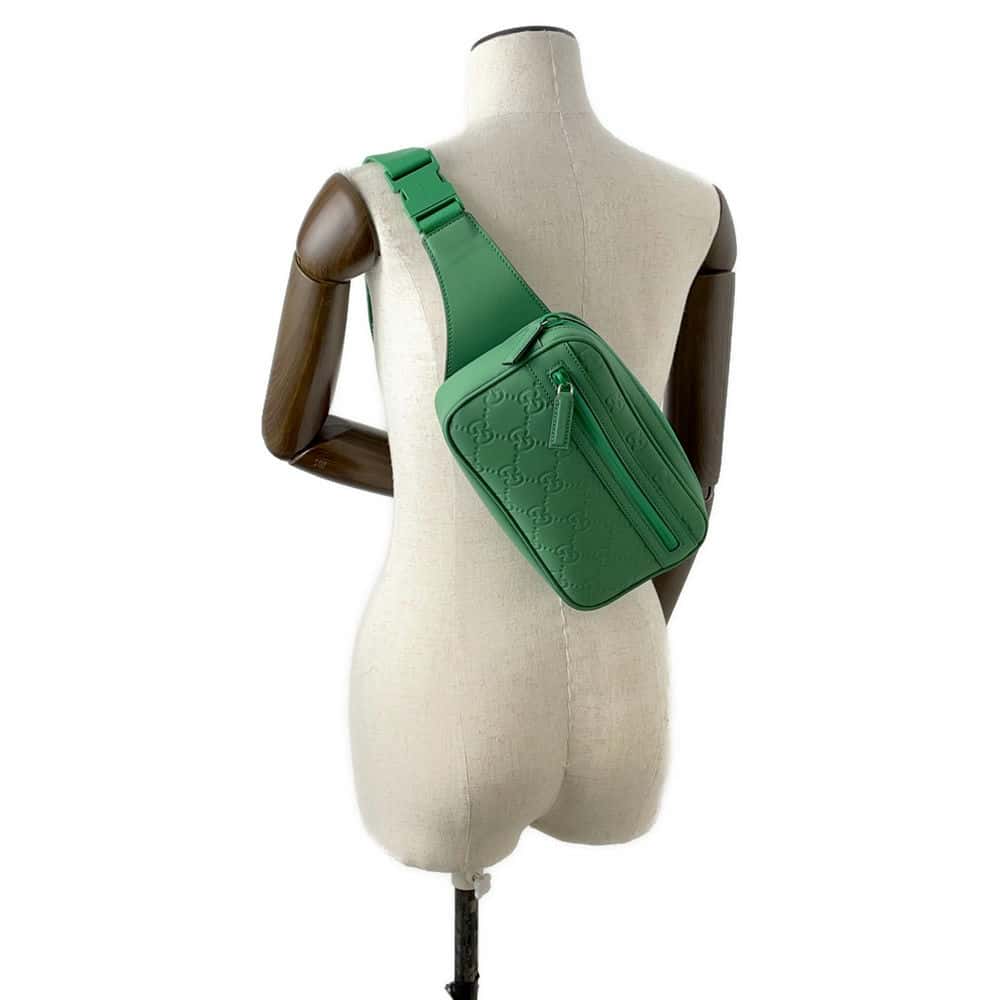 GUCCI GG rubber effect belt bag Green 771422 GG Rubber