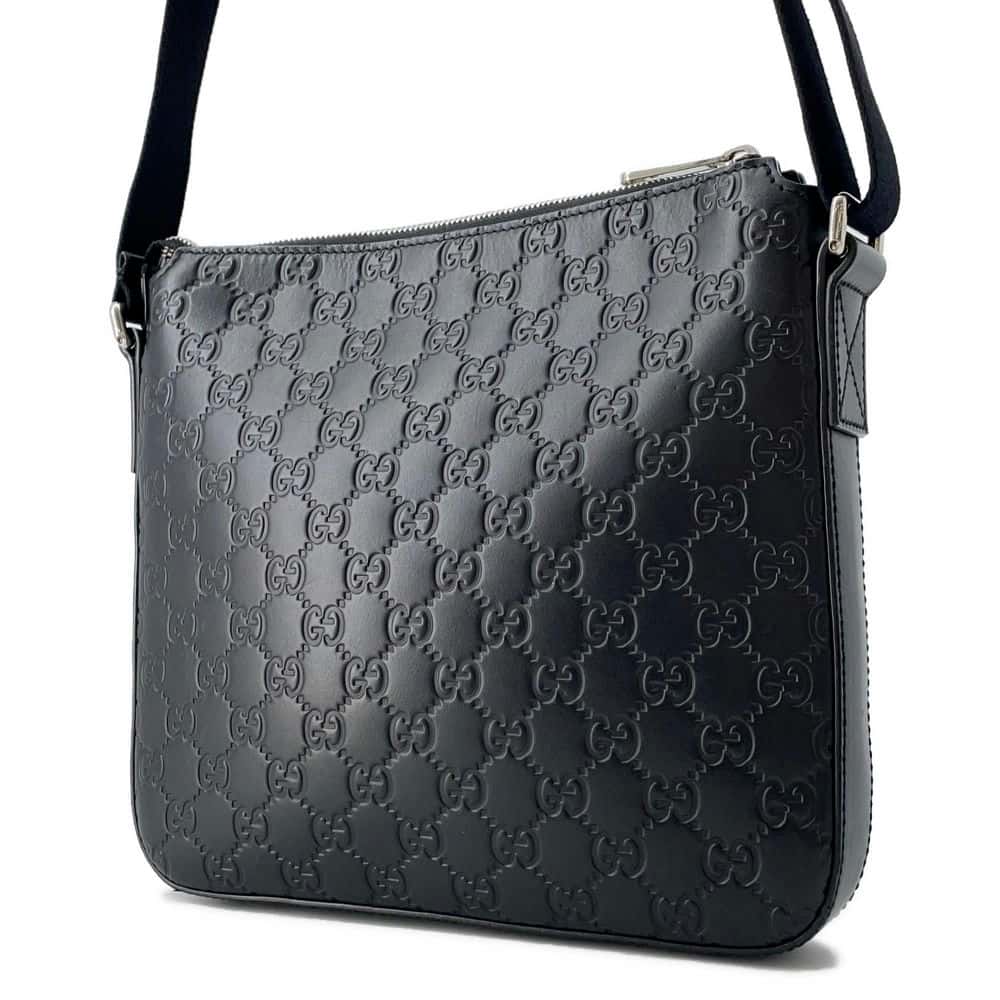GUCCI Guccissima Messenger Bags Black 406410 Leather