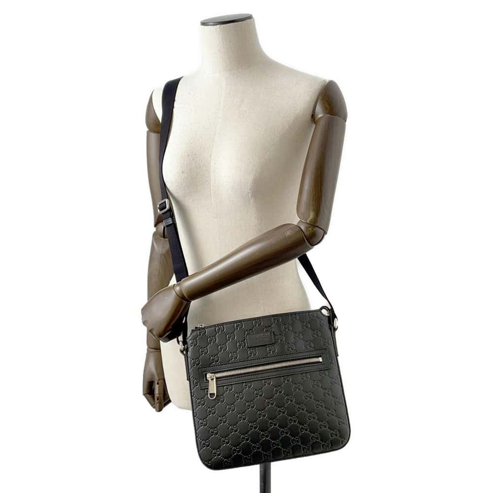 GUCCI Guccissima Messenger Bags Black 406410 Leather