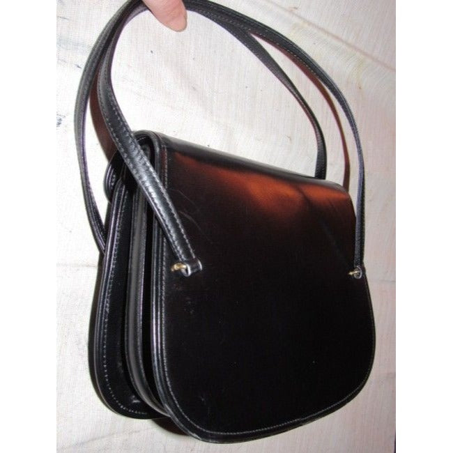 Gucci Structured Envelope Top Two Handle Kelly Black Leather Satchel