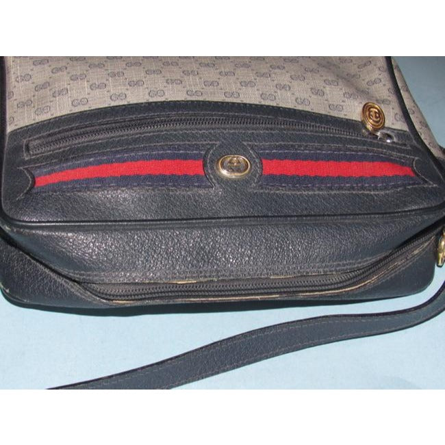 Gucci Crossbody W Micro Guccissima Canvasleather Shouldercrossbody Navy G Printredblue Stripe Coated