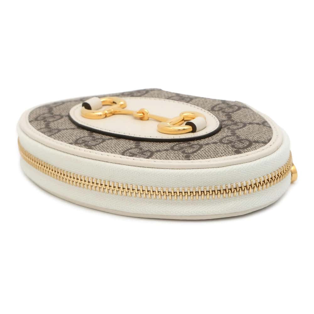 GUCCI Horsebit Coin purse White/Beige 622040 GG Supreme/Leather