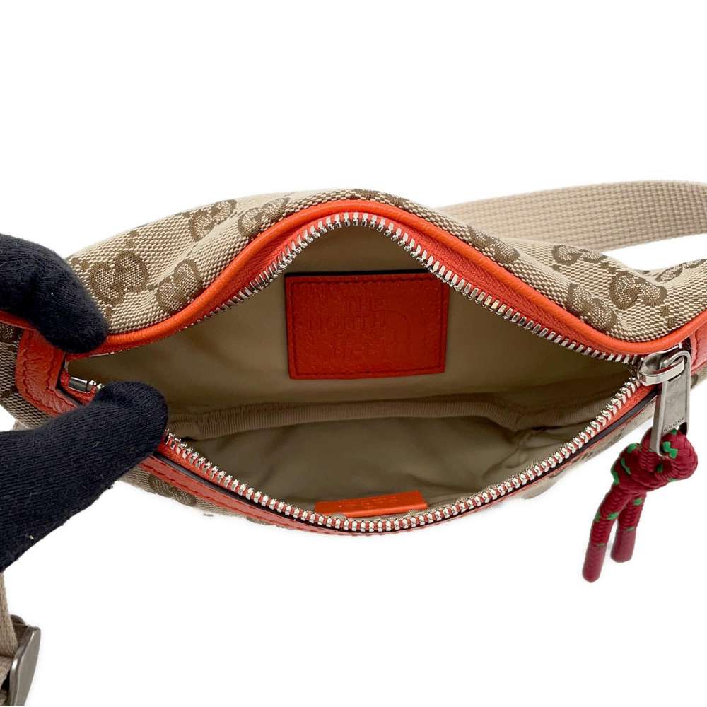 GUCCI Crossbody Bag The North Face Collaboration Orange/Beige 650299 GG Canvas