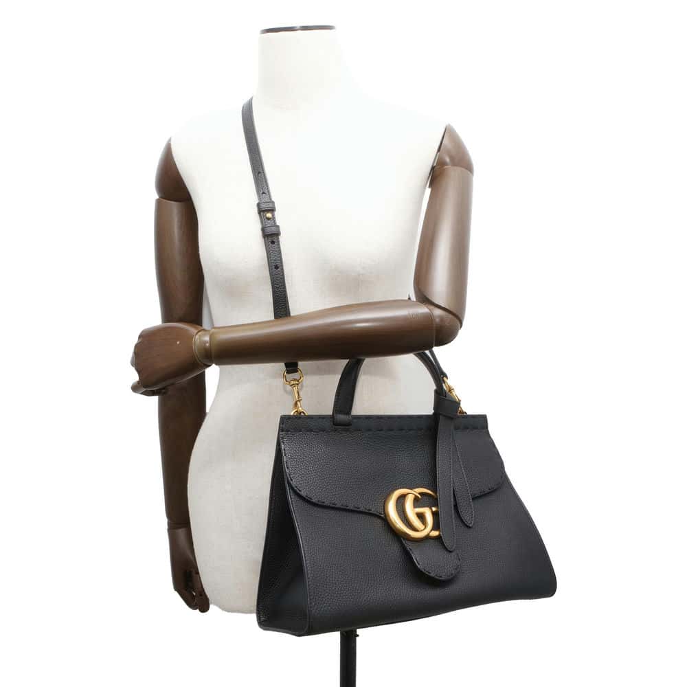 GUCCI GG Marmont 2WAYHandbag Black 421890 Leather