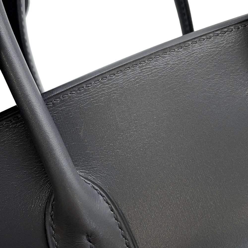 HERMES Birkin Gray/Ecru Toile H Box Calf Leather Size 30