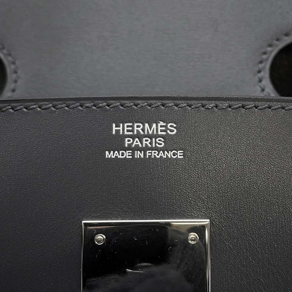 HERMES Birkin Gray/Ecru Toile H Box Calf Leather Size 30