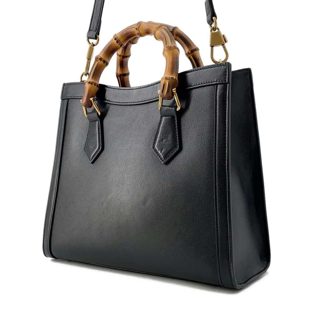 GUCCI Diana Bamboo 2awyHandbag Black 660195 Leather Size Small