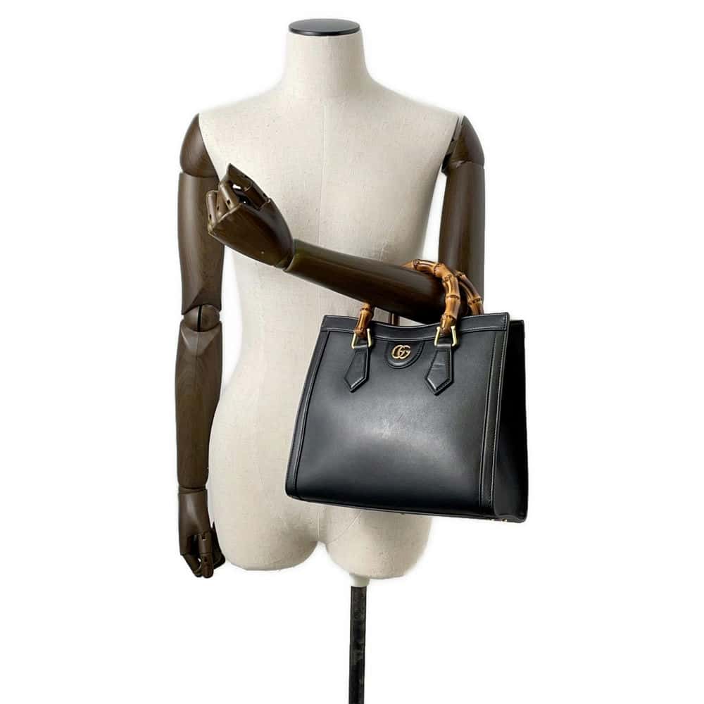 GUCCI Diana Bamboo 2awyHandbag Black 660195 Leather Size Small
