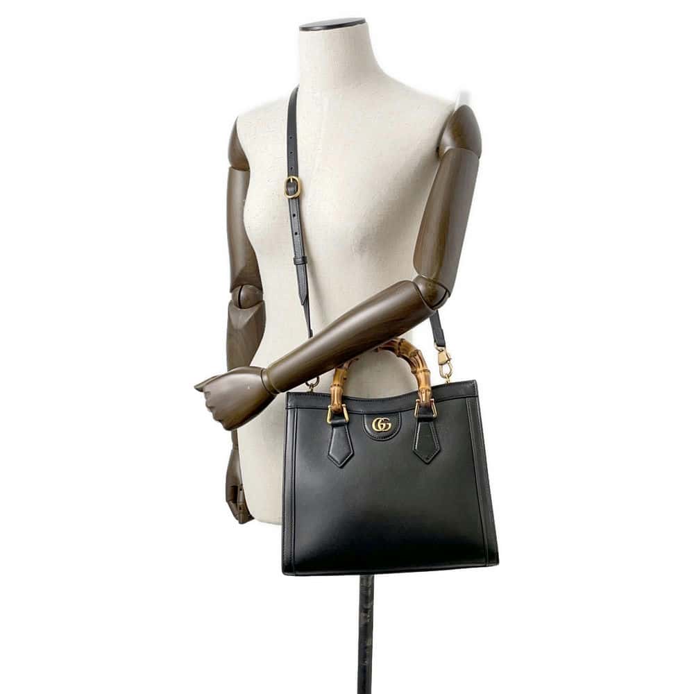 GUCCI Diana Bamboo 2awyHandbag Black 660195 Leather Size Small
