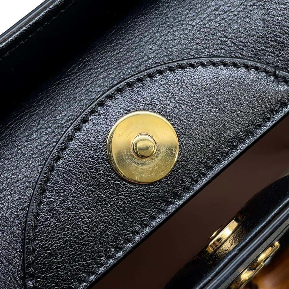 GUCCI Diana Bamboo 2awyHandbag Black 660195 Leather Size Small