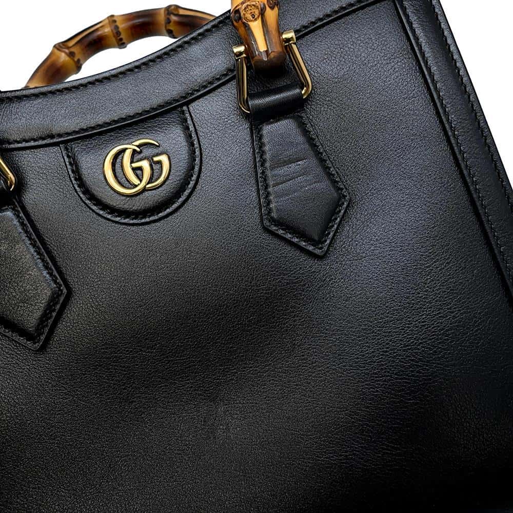 GUCCI Diana Bamboo 2awyHandbag Black 660195 Leather Size Small